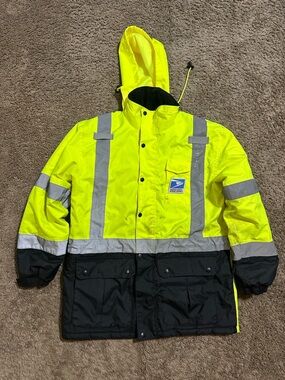 Vintage USPS safety Parka “reflective thermal” jacket 00s medium